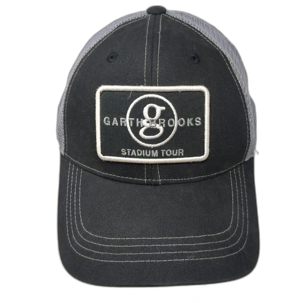 Garth Brooks Stadium Tour Trucker Hat Black Gray One Size Mesh Snapback Logo